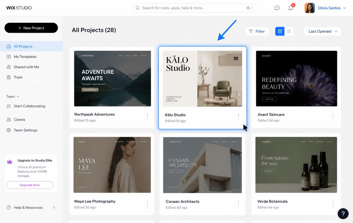 Dashboard mit markierter Website