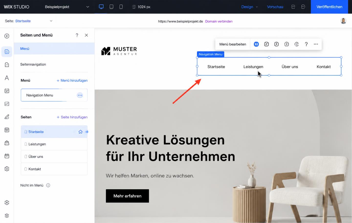 Menü bearbeiten